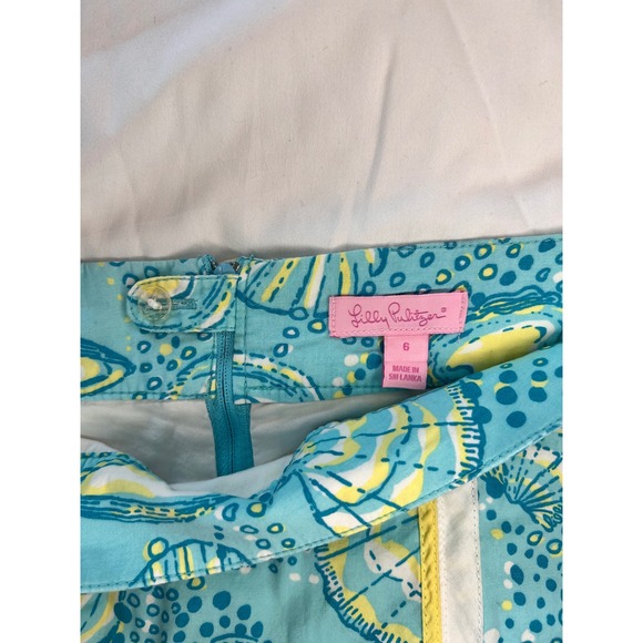 Lilly Pulitzer Skort Seashell Print Golf‎ Athletic Aqua Yellow Size 6 - Picture 5 of 7